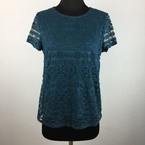 Forever 21 Womens S Woven Top Tee Short Sleeve Lined Keyhole Back Casual